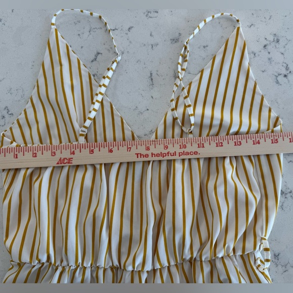 ZAFUL YELLOW WHITE STRIPE ROMPER Women’s Size Medium - Picture 8 of 11